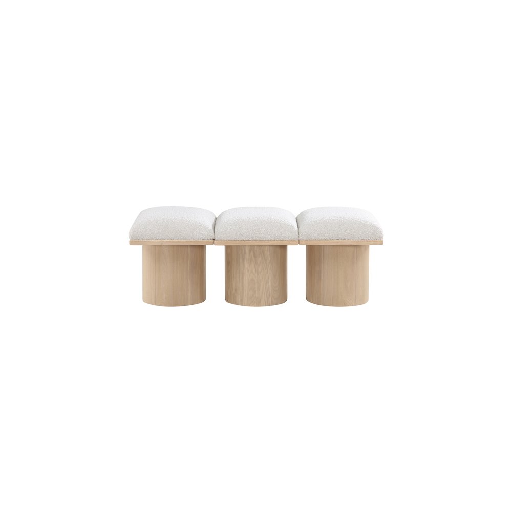 Pavilion Cream Boucle Fabric Bench