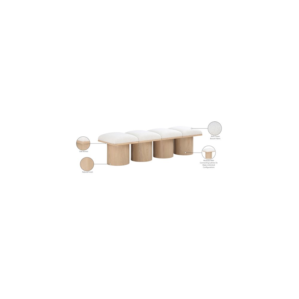 Pavilion Cream Boucle Fabric Bench