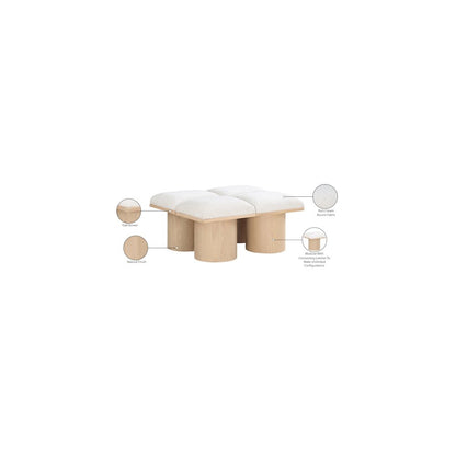 Pavilion Cream Boucle Fabric Bench