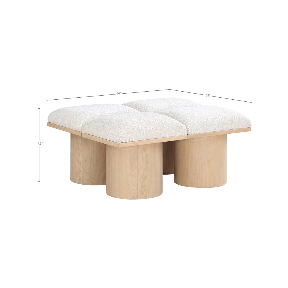 Pavilion Cream Boucle Fabric Bench