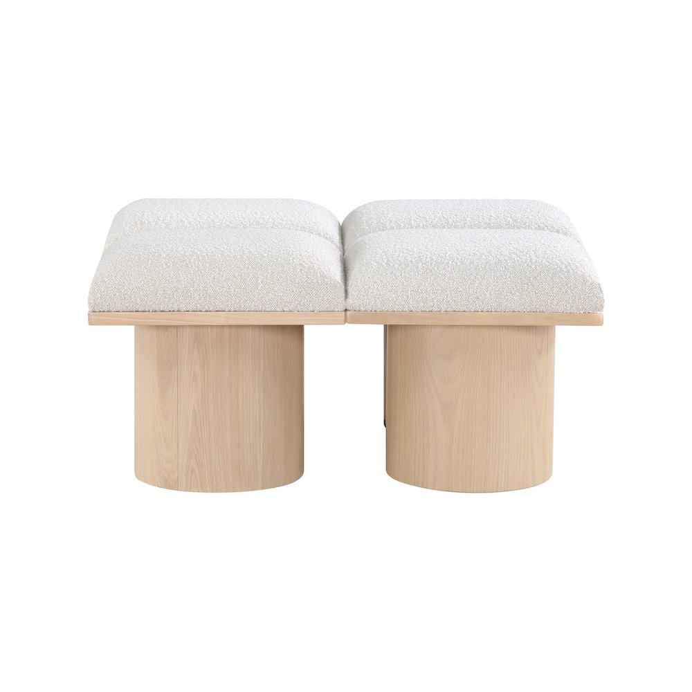 Pavilion Cream Boucle Fabric Bench