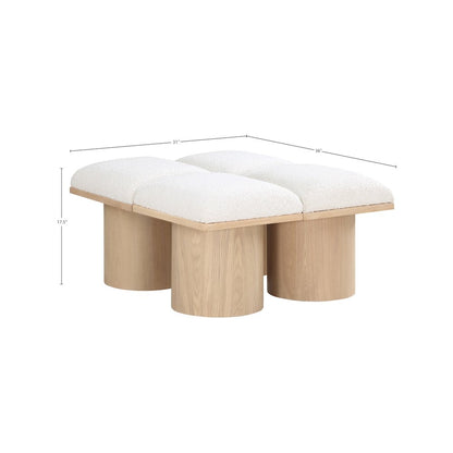 Pavilion Cream Boucle Fabric Bench
