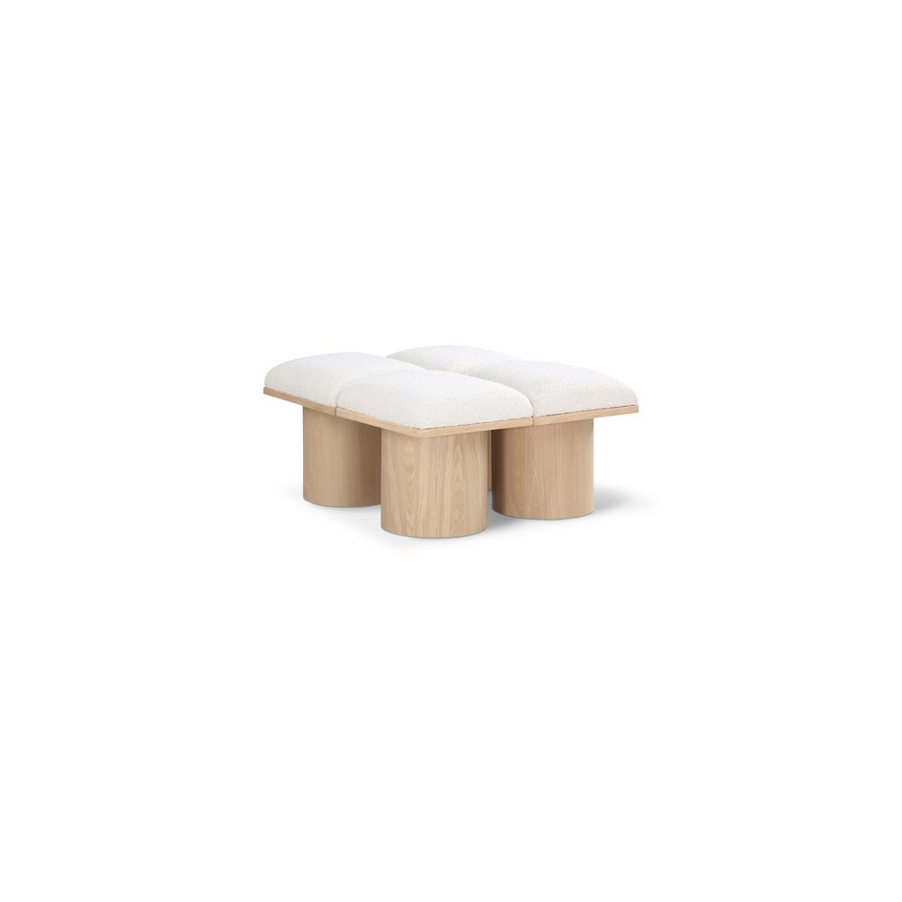 Pavilion Cream Boucle Fabric Bench