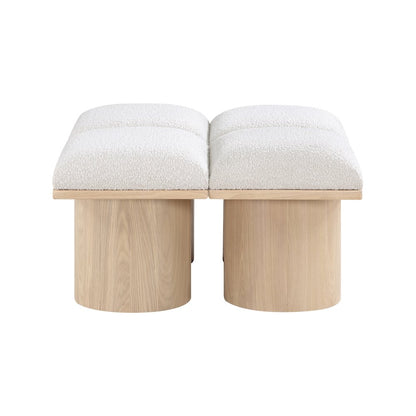 Pavilion Cream Boucle Fabric Bench