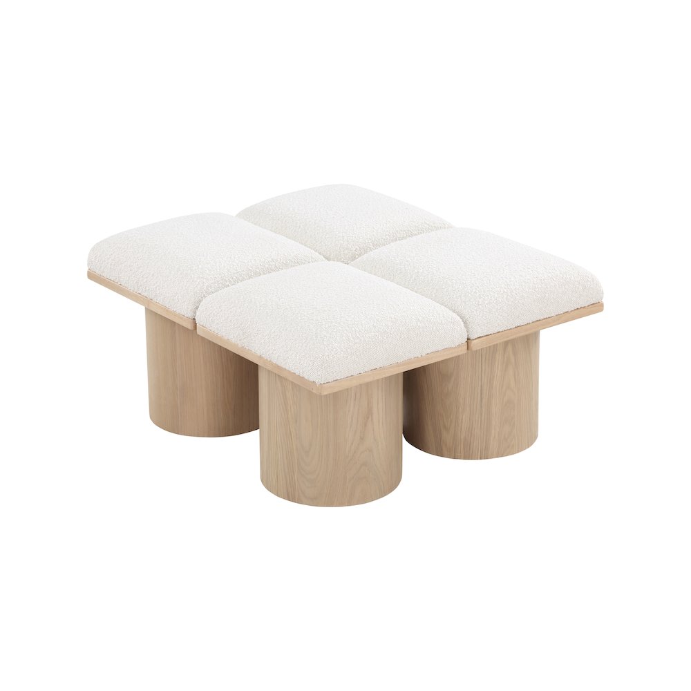 Pavilion Cream Boucle Fabric Bench