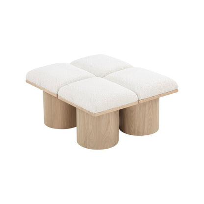 Pavilion Cream Boucle Fabric Bench