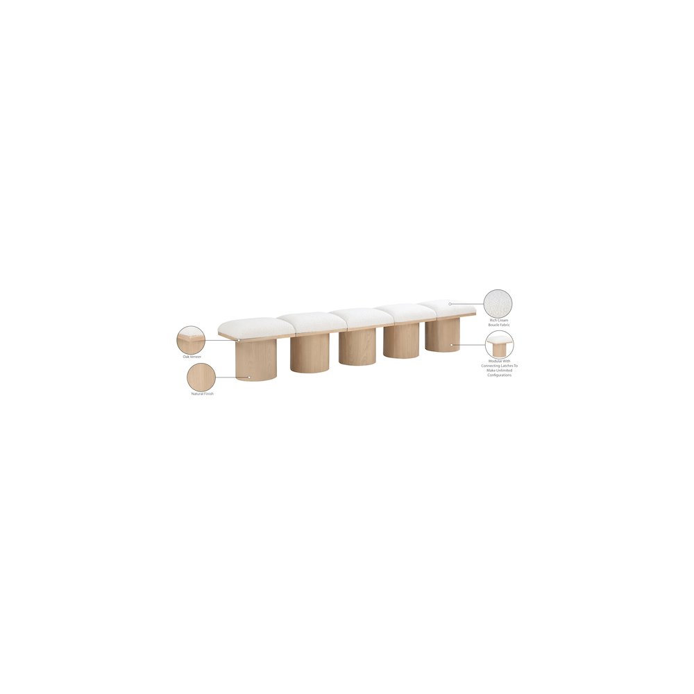 Pavilion Cream Boucle Fabric Bench