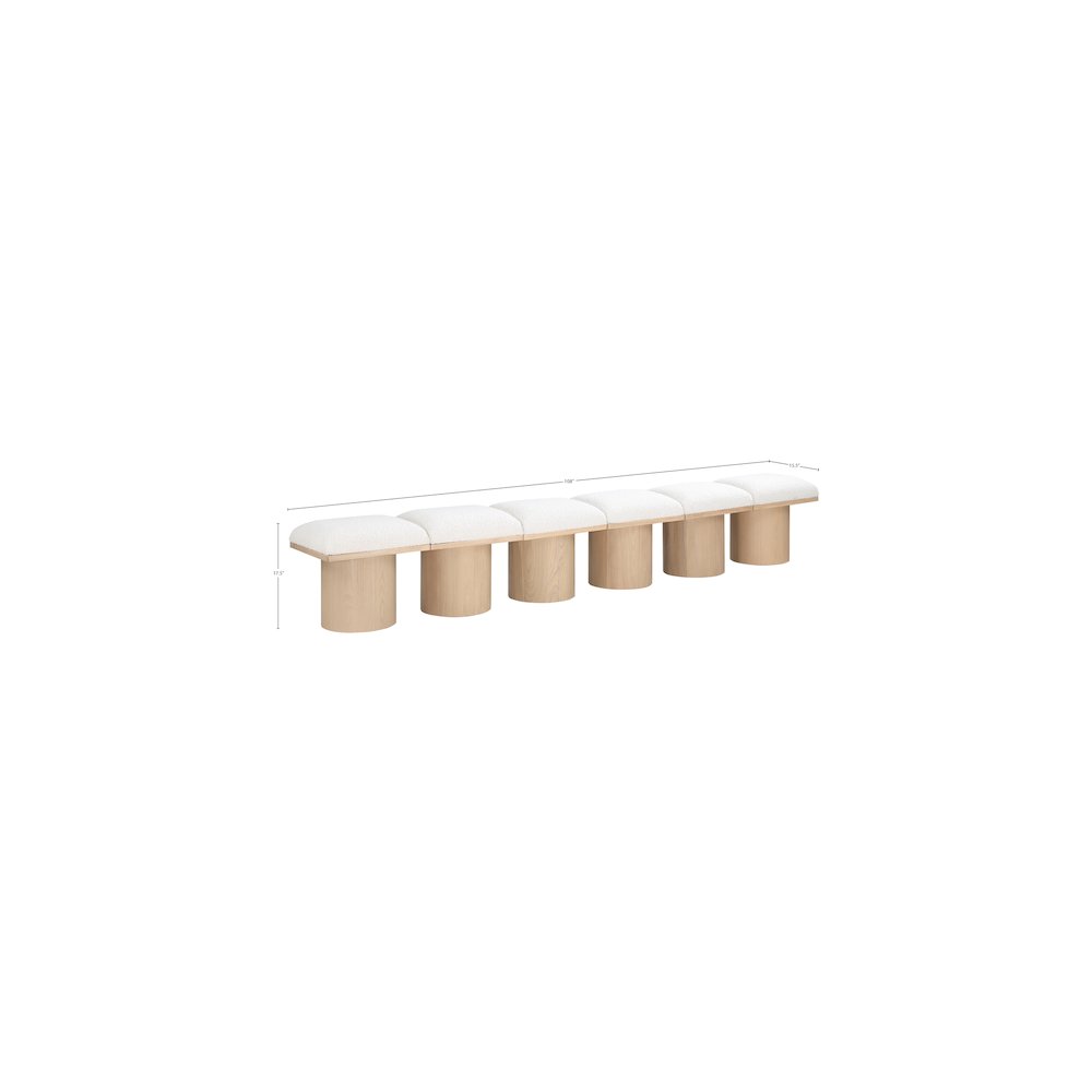 Pavilion Cream Boucle Fabric Bench