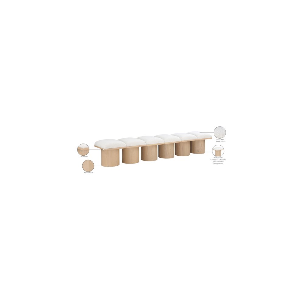 Pavilion Cream Boucle Fabric Bench