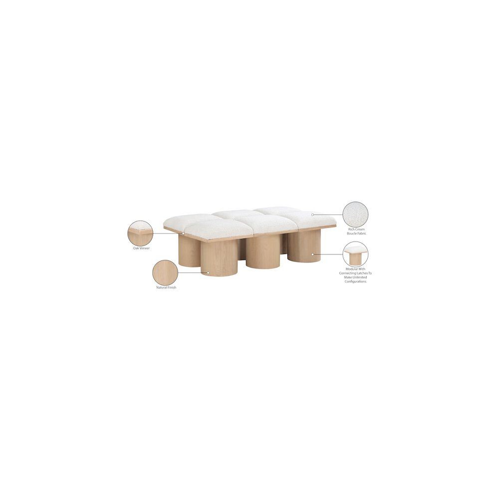 Pavilion Cream Boucle Fabric Bench