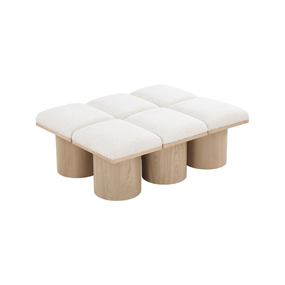 Pavilion Cream Boucle Fabric Bench