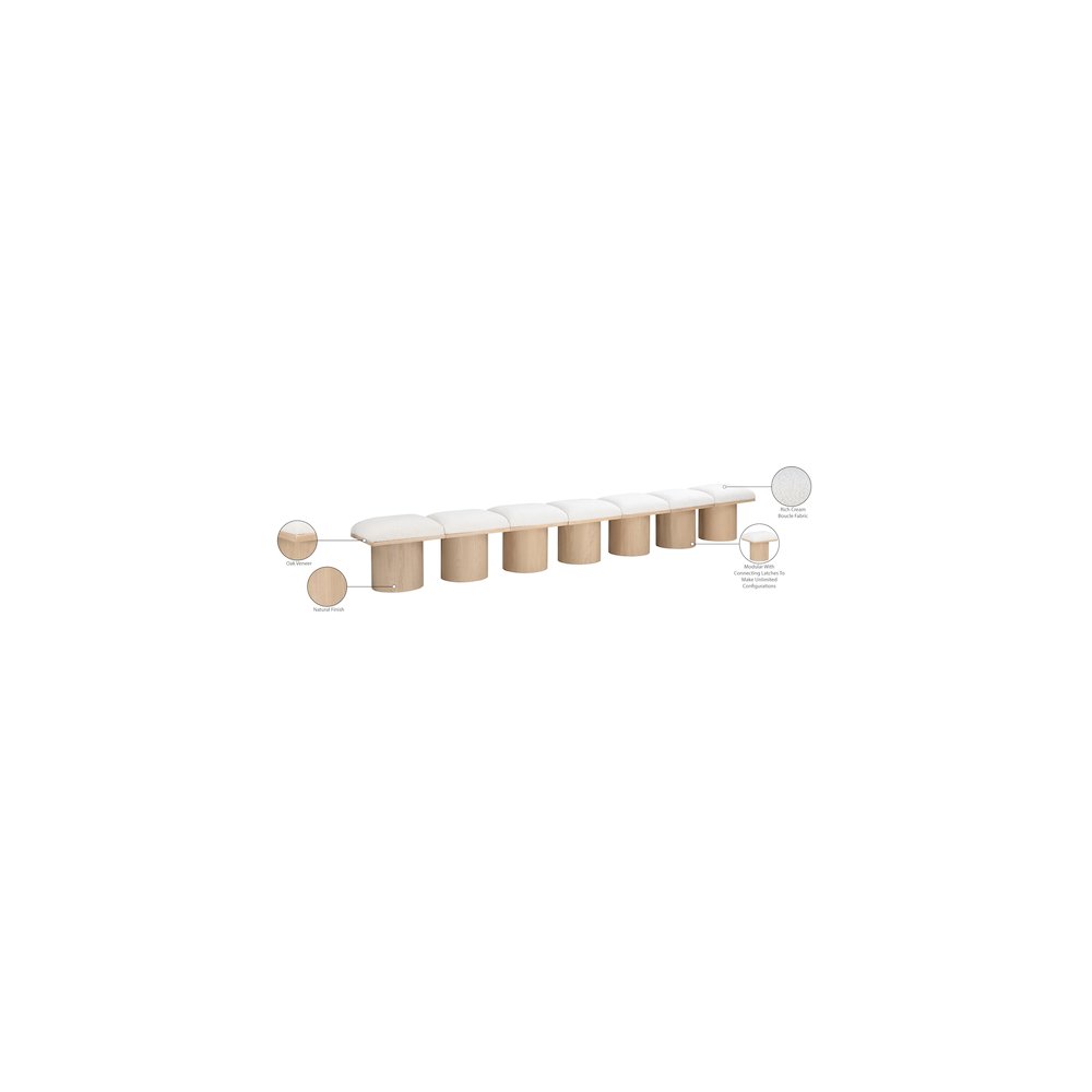 Pavilion Cream Boucle Fabric Bench