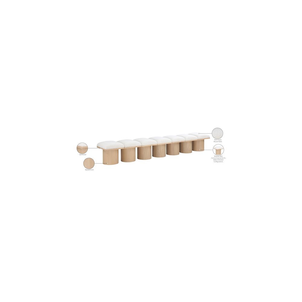 Pavilion Cream Boucle Fabric Bench