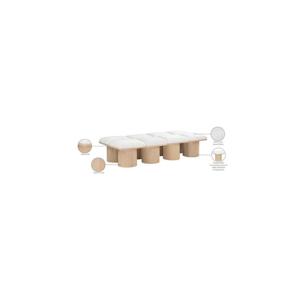 Pavilion Cream Boucle Fabric Bench