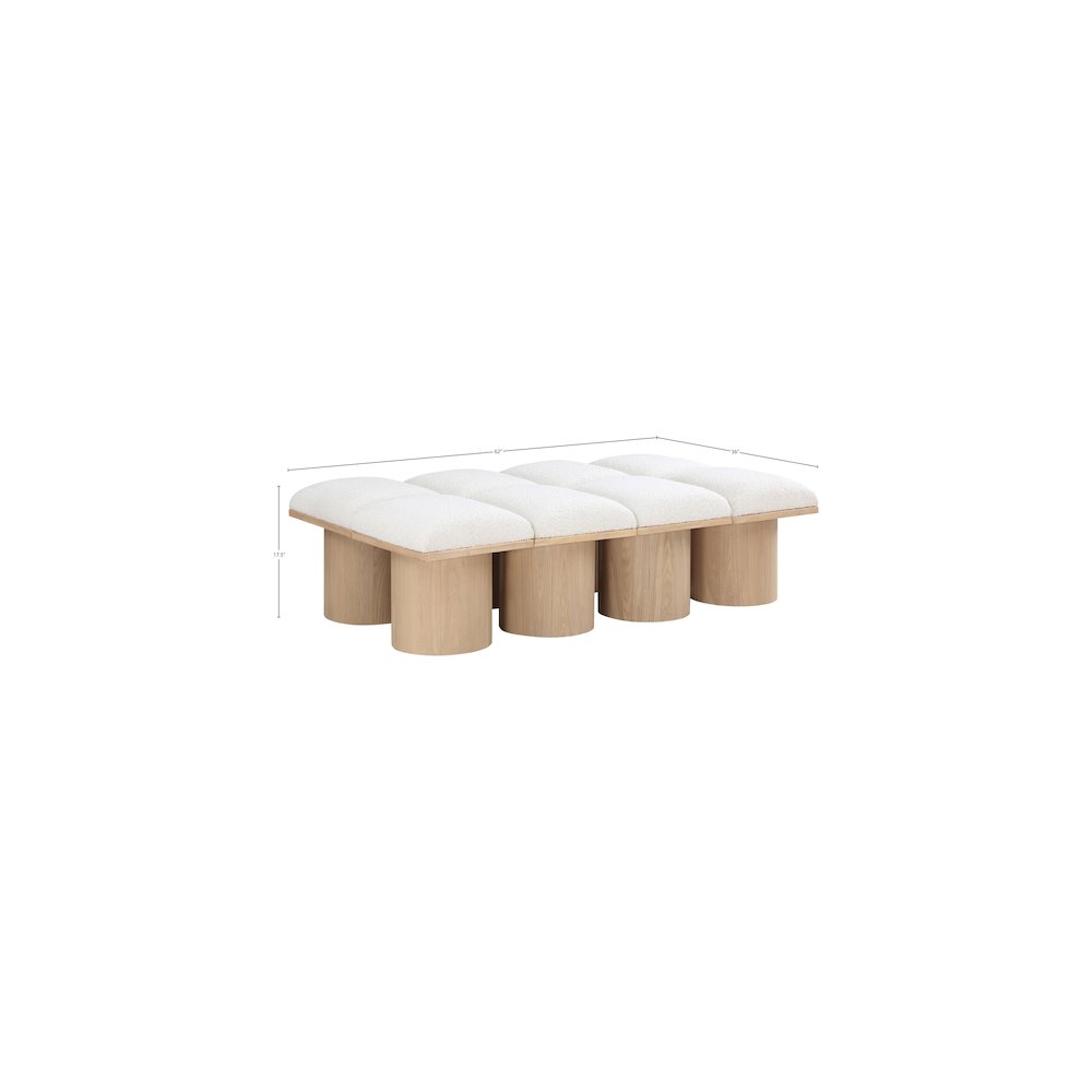 Pavilion Cream Boucle Fabric Bench