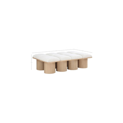 Pavilion Cream Boucle Fabric Bench
