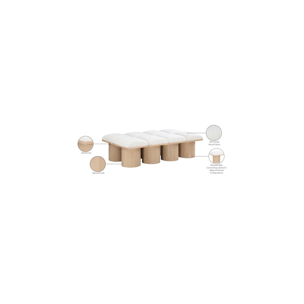 Pavilion Cream Boucle Fabric Bench