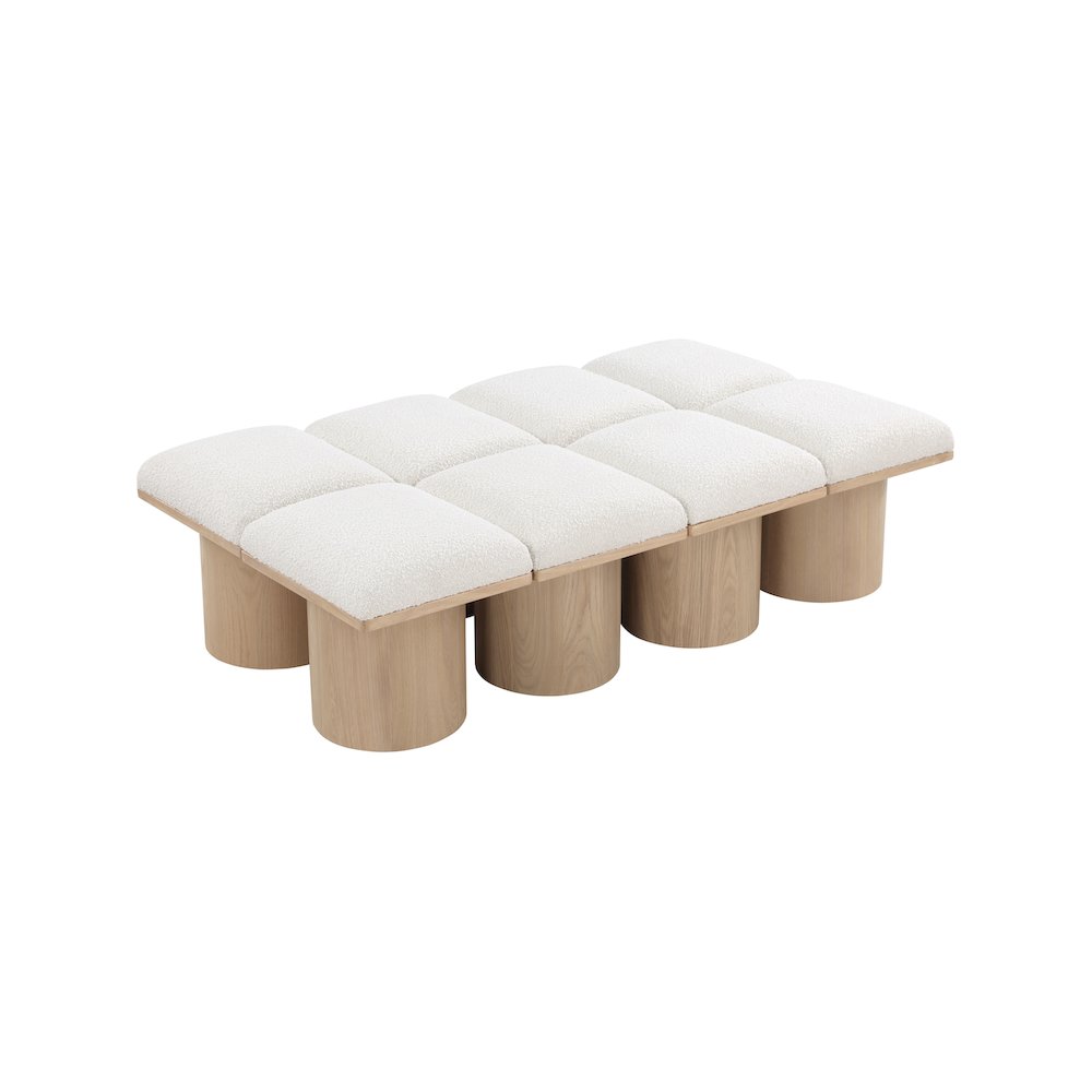 Pavilion Cream Boucle Fabric Bench