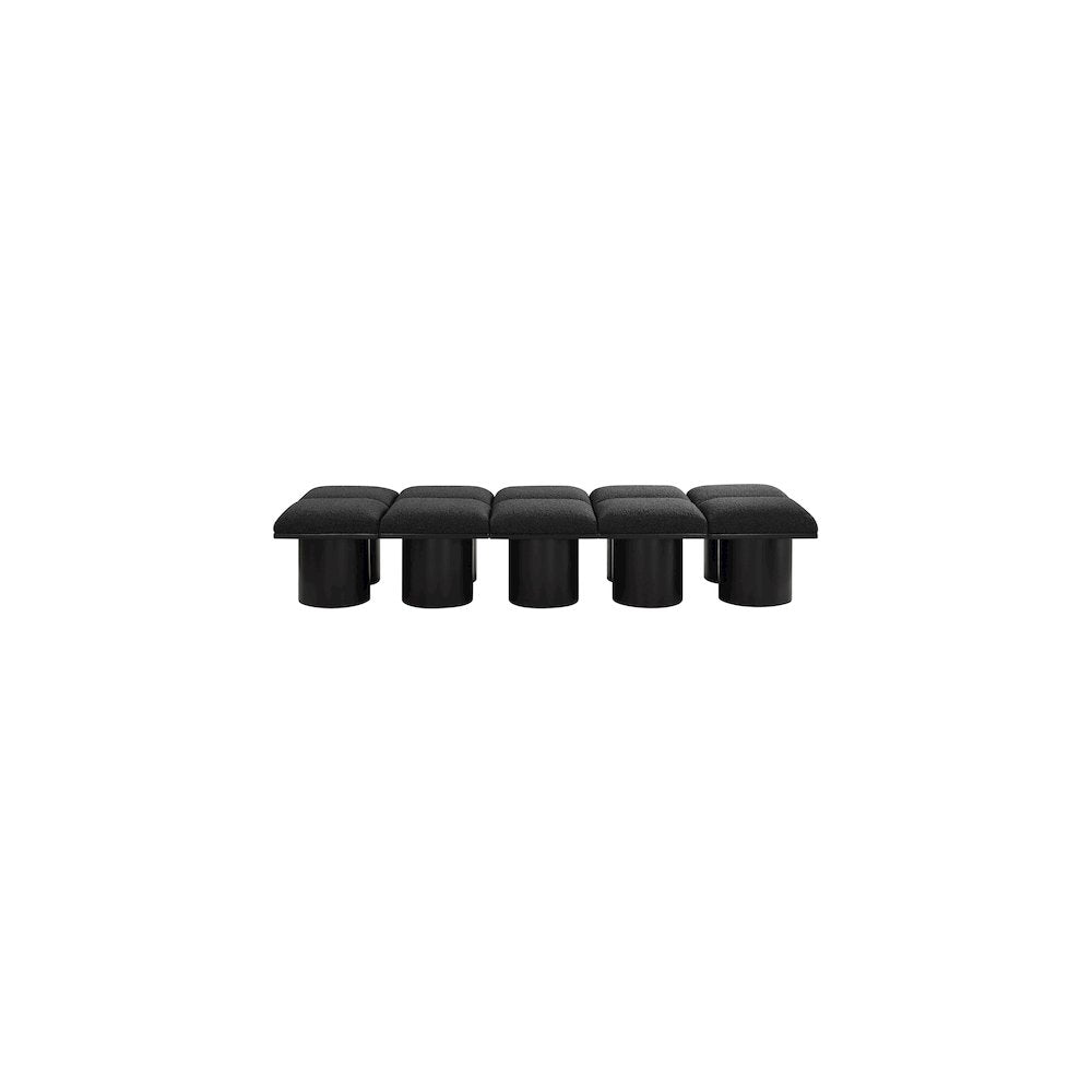 Pavilion Black Boucle Fabric Bench