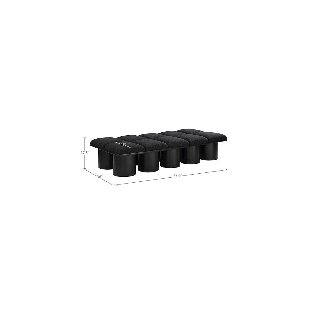 Pavilion Black Boucle Fabric Bench