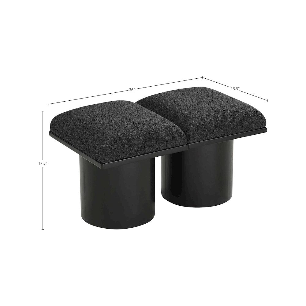 Pavilion Black Boucle Fabric Bench