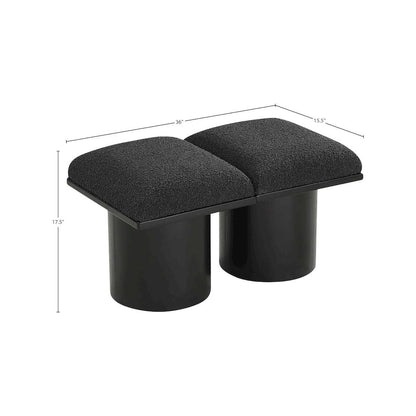 Pavilion Black Boucle Fabric Bench