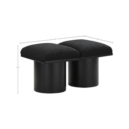 Pavilion Black Boucle Fabric Bench