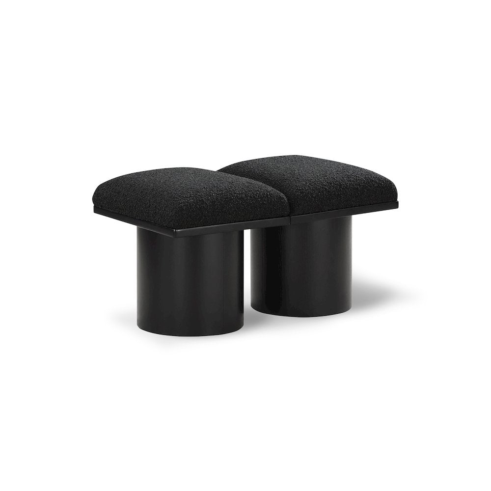 Pavilion Black Boucle Fabric Bench