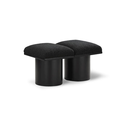 Pavilion Black Boucle Fabric Bench