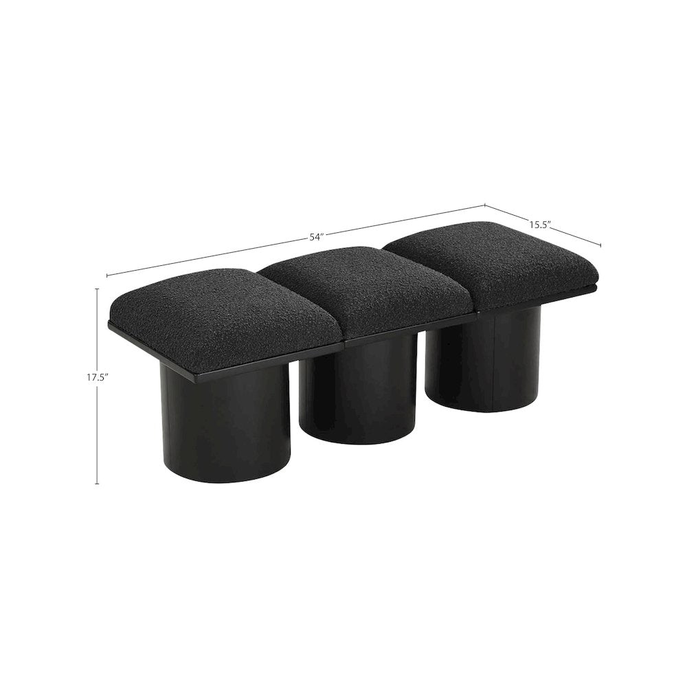 Pavilion Black Boucle Fabric Bench