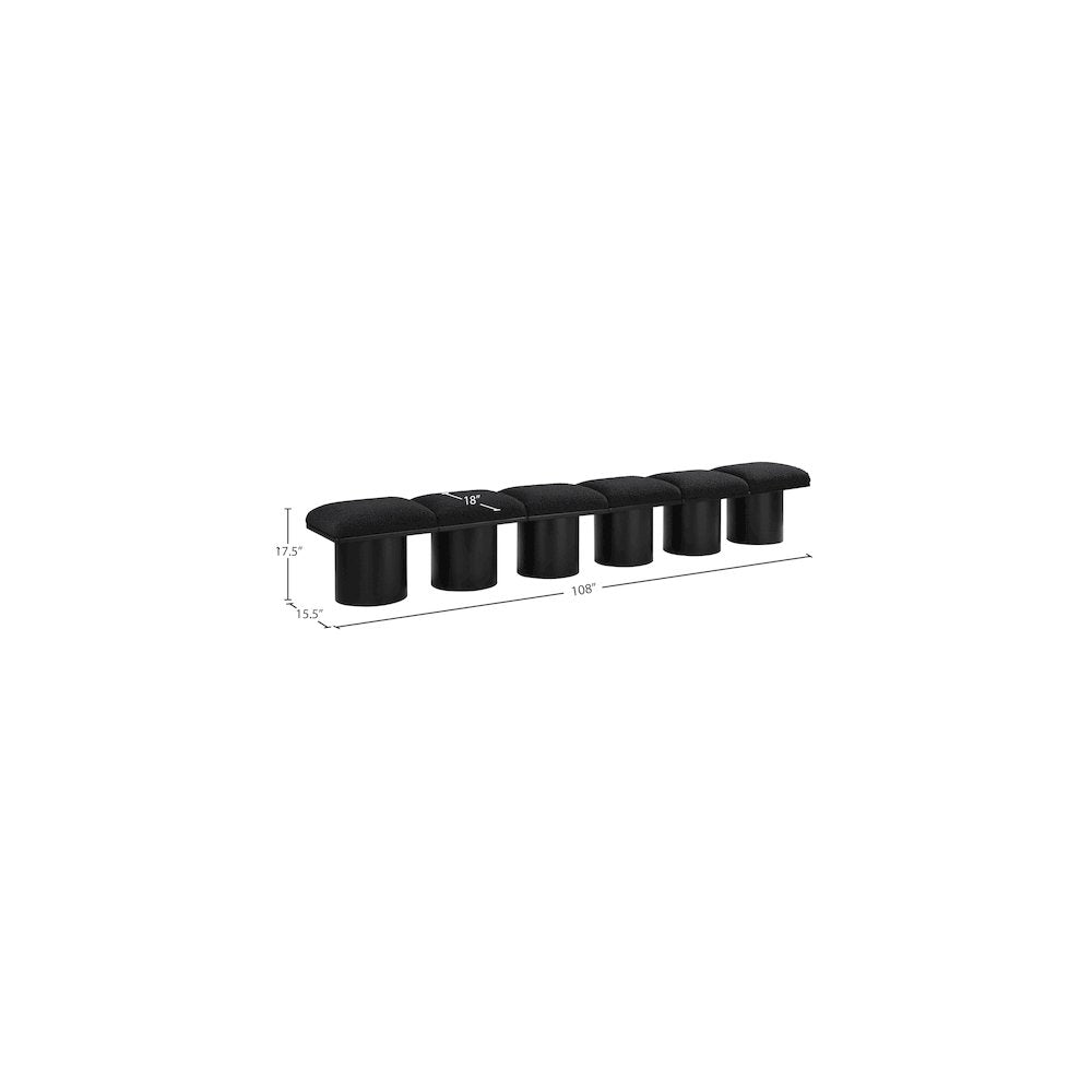 Pavilion Black Boucle Fabric Bench