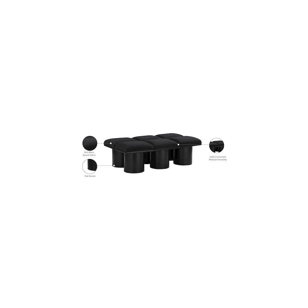 Pavilion Black Boucle Fabric Bench