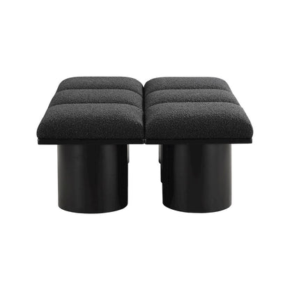 Pavilion Black Boucle Fabric Bench