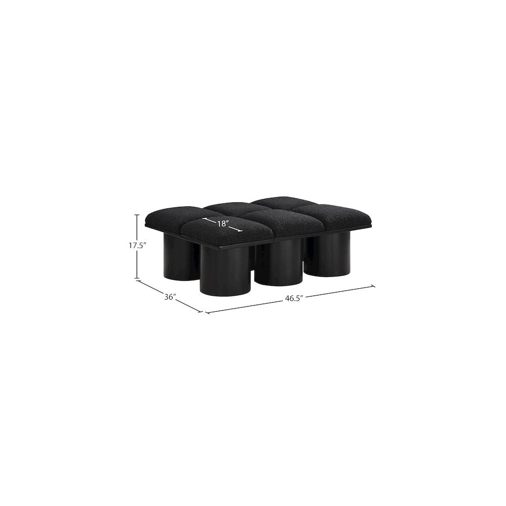 Pavilion Black Boucle Fabric Bench