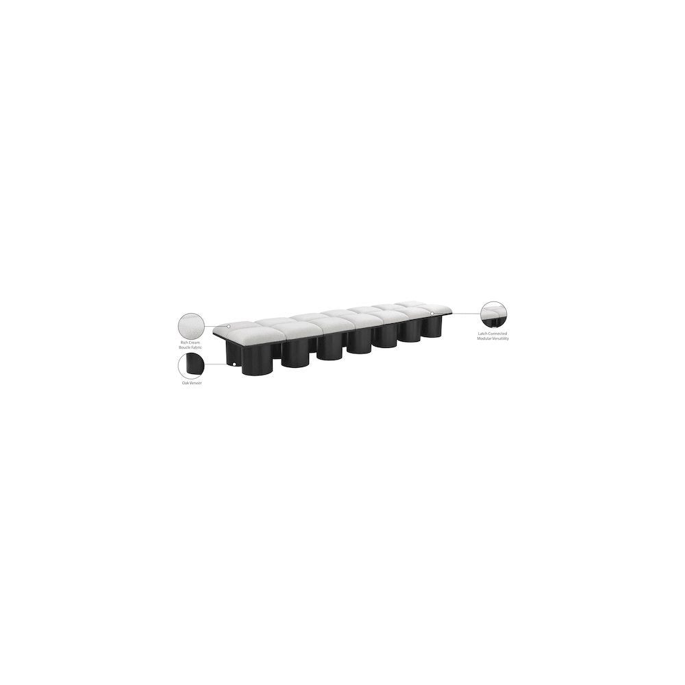Pavilion Cream Boucle Fabric Bench