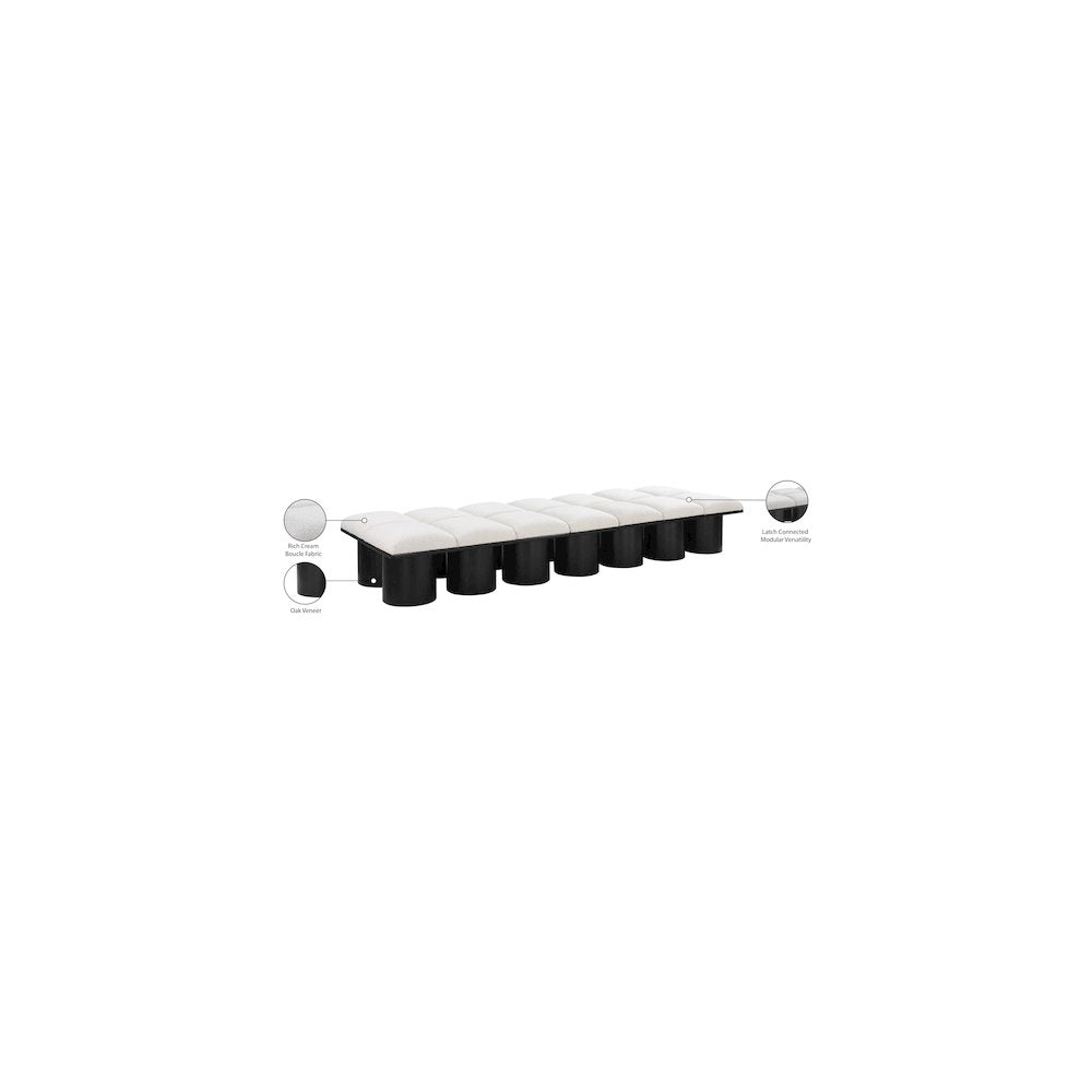 Pavilion Cream Boucle Fabric Bench