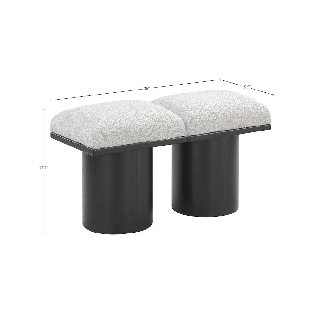 Pavilion Cream Boucle Fabric Bench