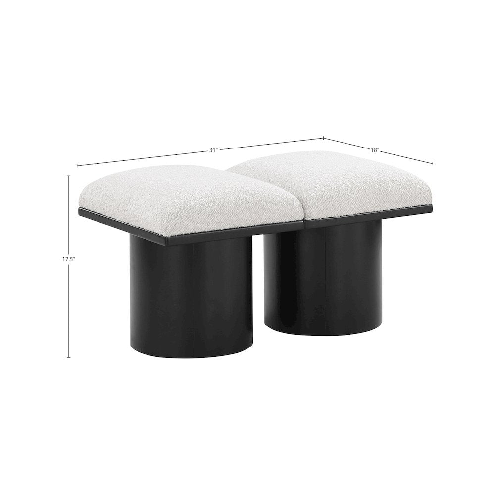 Pavilion Cream Boucle Fabric Bench