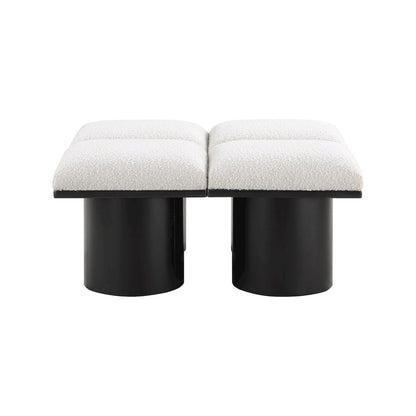Pavilion Cream Boucle Fabric Bench