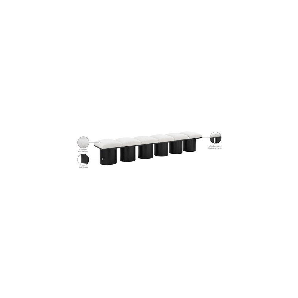 Pavilion Cream Boucle Fabric Bench