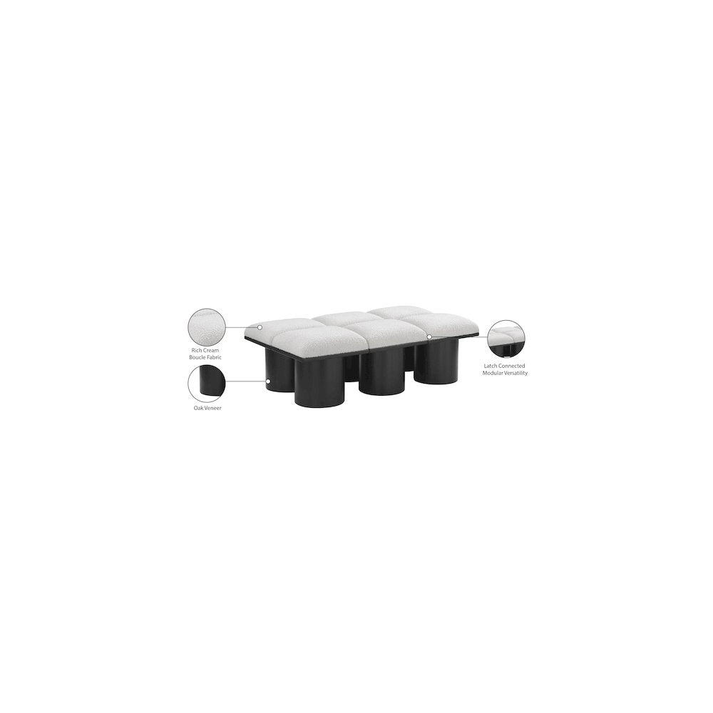 Pavilion Cream Boucle Fabric Bench