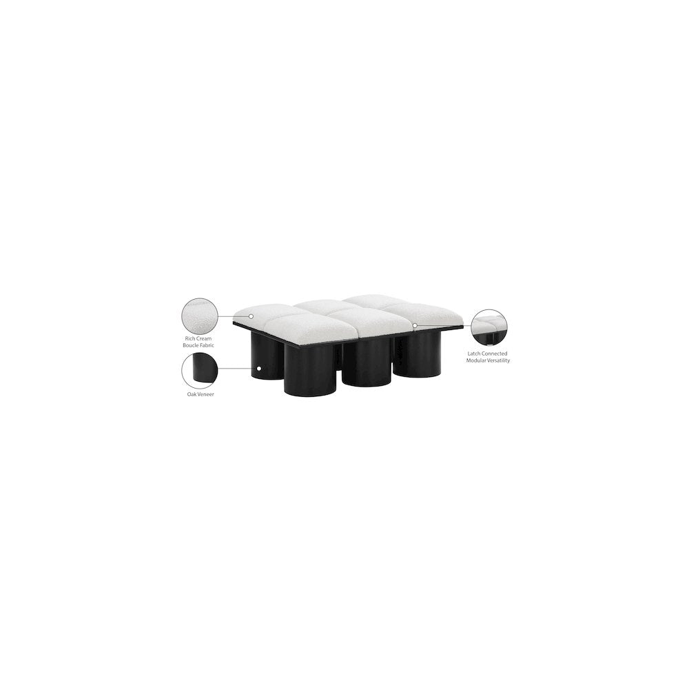 Pavilion Cream Boucle Fabric Bench