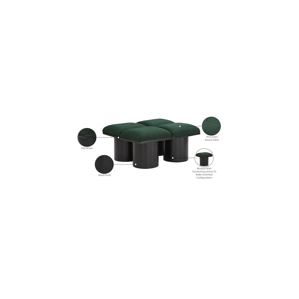 Pavilion Green Boucle Fabric Bench