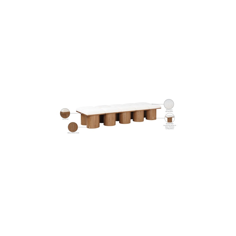 Pavilion Cream Boucle Fabric Bench