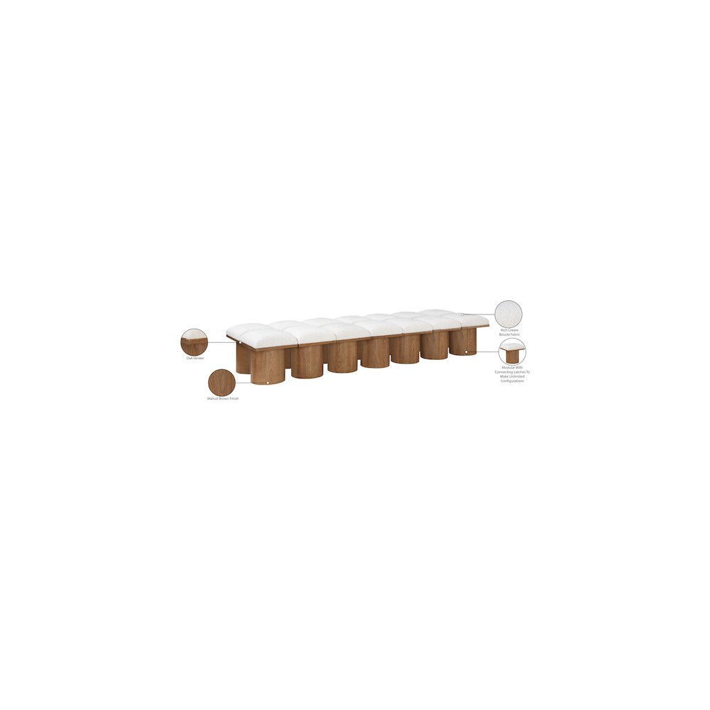 Pavilion Cream Boucle Fabric Bench