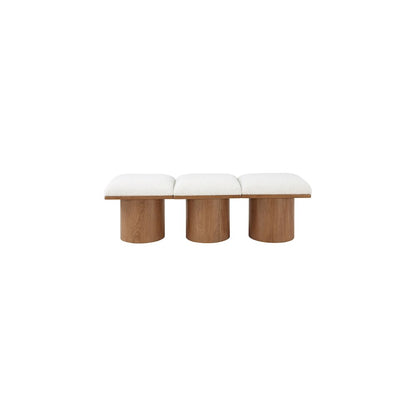 Pavilion Cream Boucle Fabric Bench