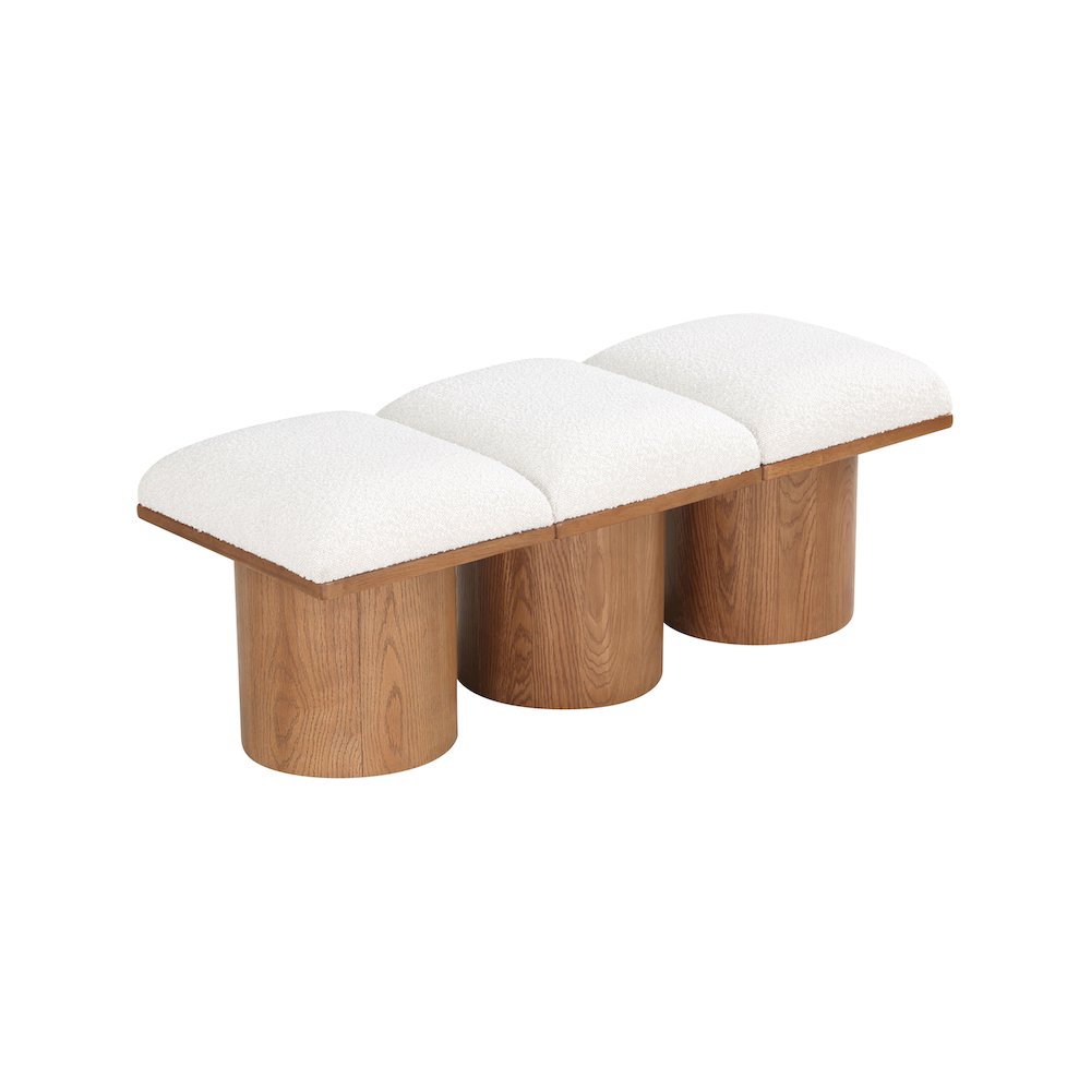 Pavilion Cream Boucle Fabric Bench