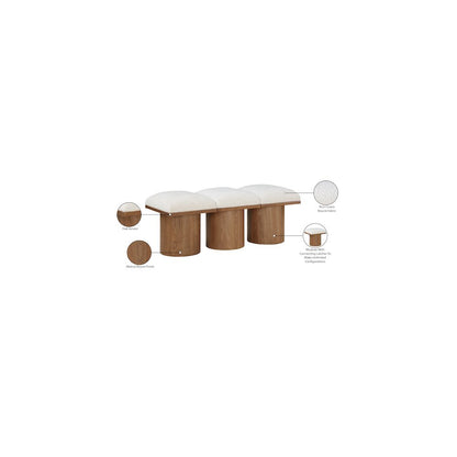 Pavilion Cream Boucle Fabric Bench