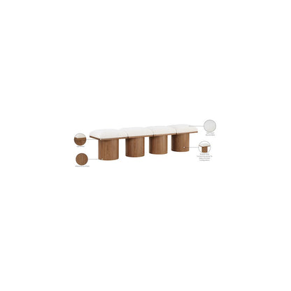 Pavilion Cream Boucle Fabric Bench