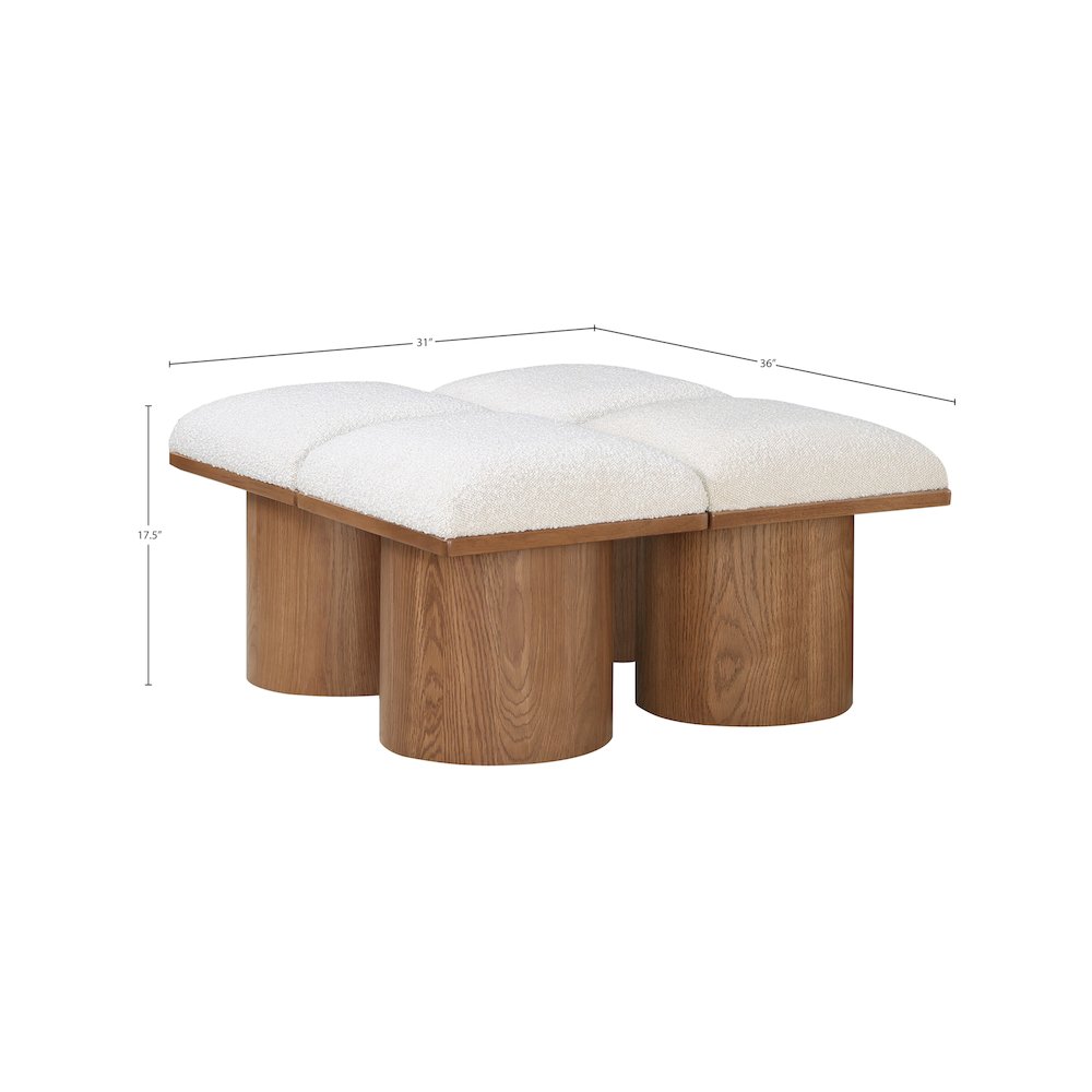 Pavilion Cream Boucle Fabric Bench